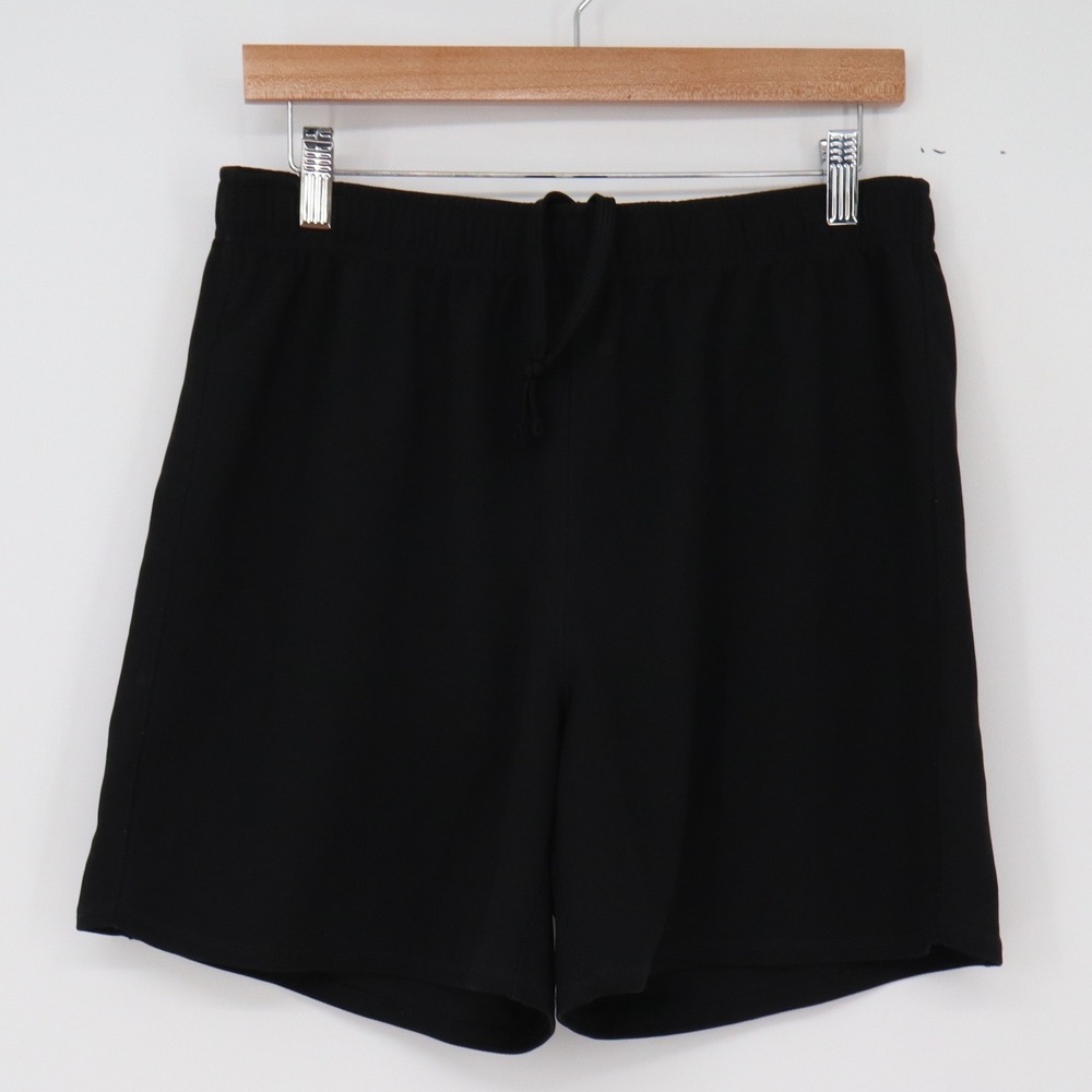 Lands End Shorts Mens M Solid Black Drawstring Athletic Gym Excellent